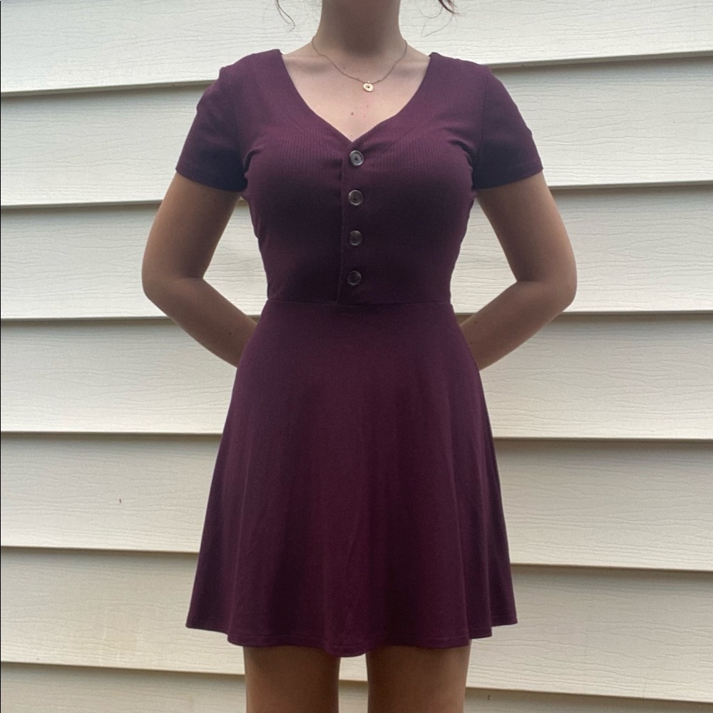 No Boundaries Maroon Button Dress
